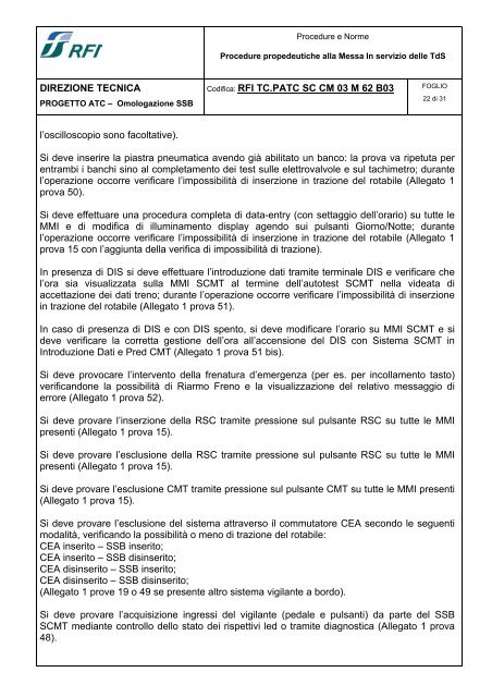 Sotto Sistema di Bordo Sistema Controllo Marcia Treno - Trenitalia