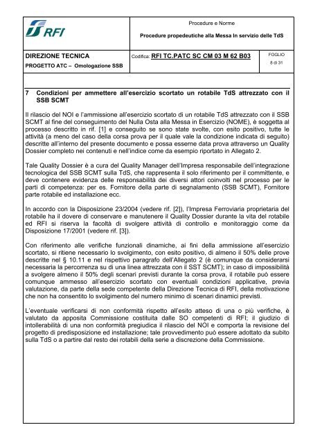 Sotto Sistema di Bordo Sistema Controllo Marcia Treno - Trenitalia