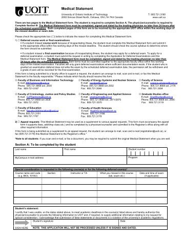 Medical Statement - University of Ontario Institute of Technology