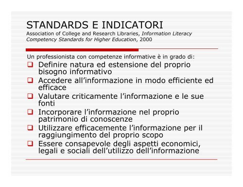 IORI Rita. Information Literacy. - Biblioteca Medica