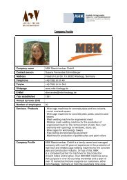 Company Profile Company name MBK Maschinenbau GmbH ...