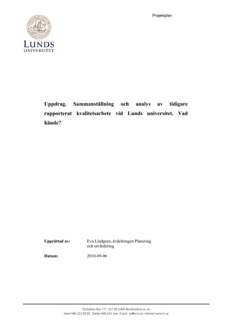 Projektplan (pdf, nytt fÃ¶nster) - Lunds universitet