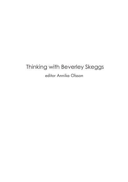 Thinking with Bevereley Skeggs - Stockholms universitet