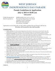 Parade Application - West Jordan