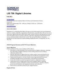 LIS 759: Digital Libraries - Dominican University