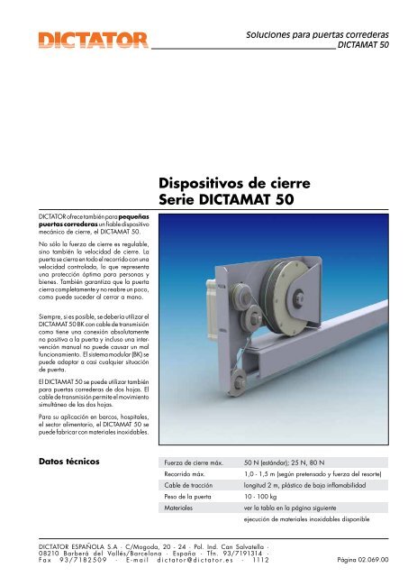 Dispositivos de cierre Serie DICTAMAT 50 - Dictator