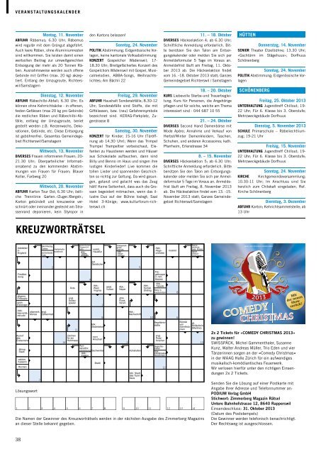Ausgabe Oktober/November 2013 - Zimmerberg-Magazin
