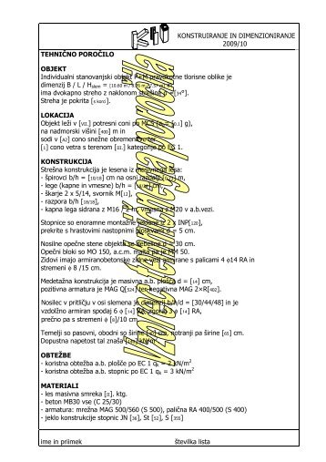 KONSTRUIRANJE IN DIMENZIONIRANJE 2009/10 TEHNIÄNO ...