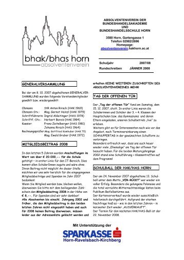Rundschreiben Jänner 2008 - BHAK/BHAS Horn
