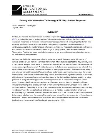 Fluency with Information Technology (CSE 100) - University of ...