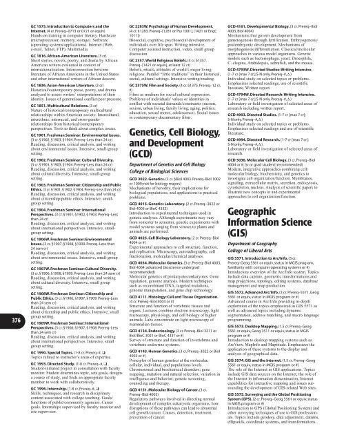 CoursesâA through G and course numbers and symbols key