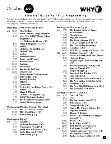 10-04 TV Listings.qxd - WHYY