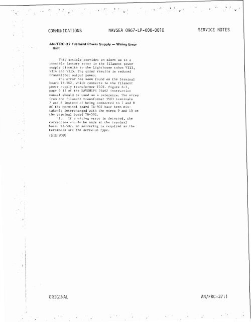 communications navsea 0967-lp-000-0010 original ... - VIR History