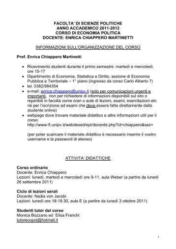 facolta' di scienze politiche anno accademico 2011-2012 corso di ...