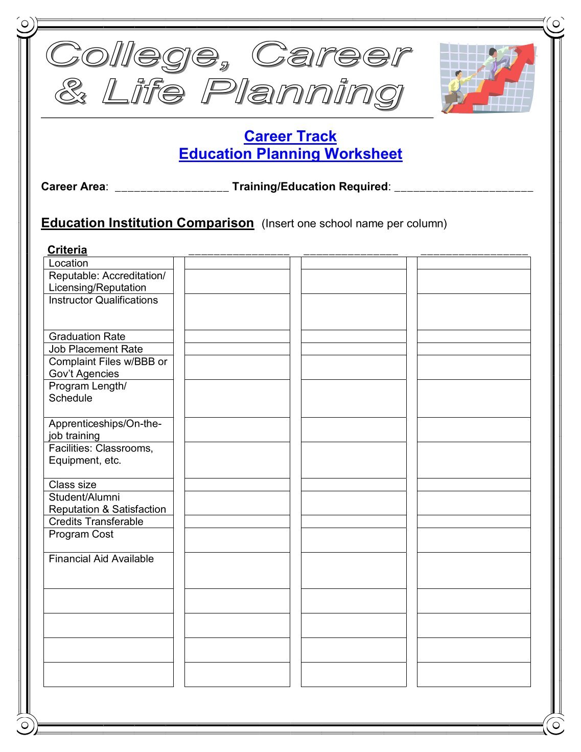 worksheet Life Planning Worksheet 20 free magazines from collegecareerlifeplanning com com