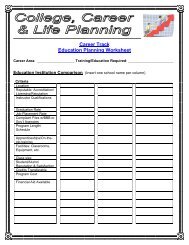 Career Track - Education Planning Worksheet - College Career Life ...