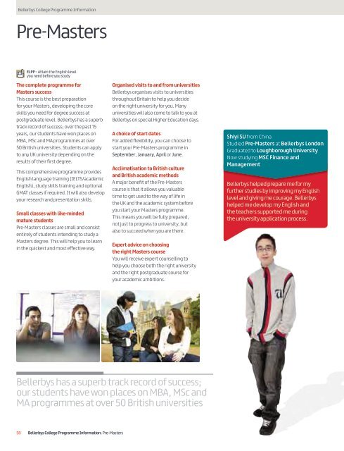 Bellerbys College Prospectus 2013 - Study Group