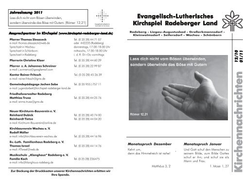 Kirchennachrichten - Kirchspiel Radeberger Land