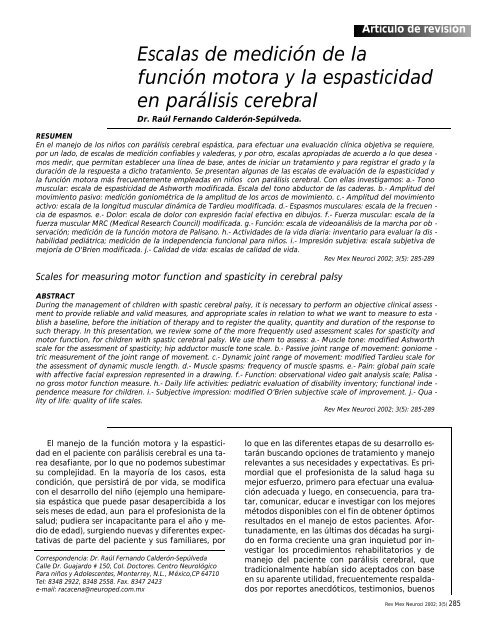 Escalas de medición de la función motora y la ... - CEP Azahar