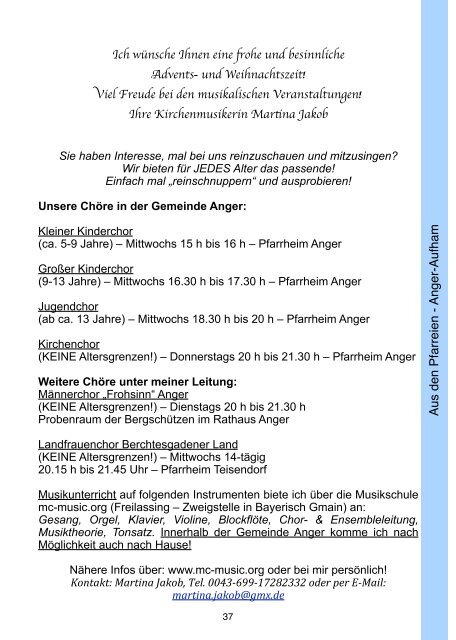 Pfarrbrief Weihnachten 2013 - Pfarrverband Anger-Aufham-Piding