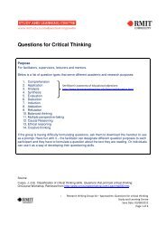 Questions for Critical Thinking - RMIT University