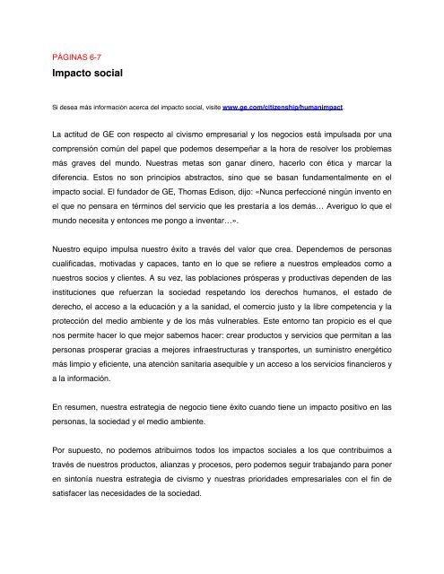 GE 2009 Citizenship Report Download in Spanish ... - General Electric
