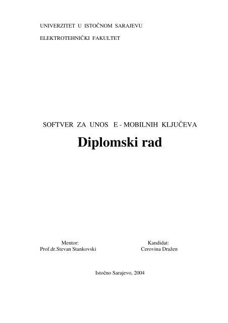 Diplomski rad - ETF:ElektrotehniÄki fakultet IstoÄno Sarajevo