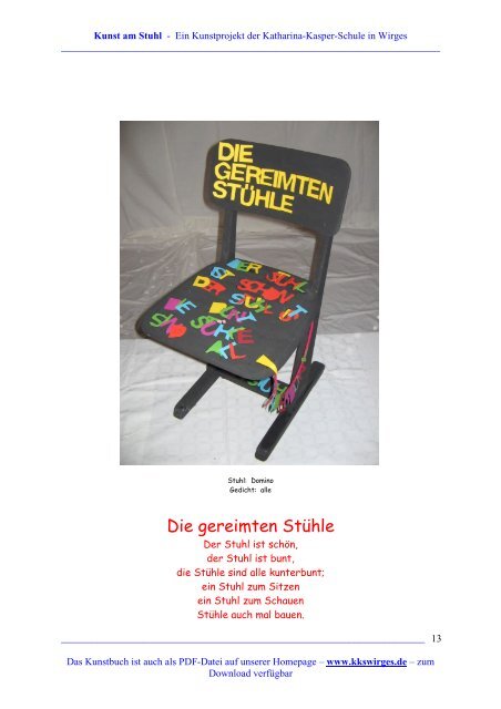 Kunst am Stuhl - Katharina-Kasper-Schule