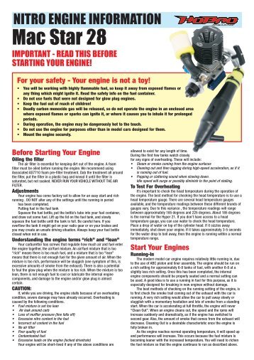 HoBao Mac Star 28 Engine Information - CML Distribution