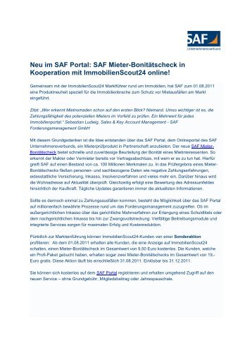 Neu im SAF Portal