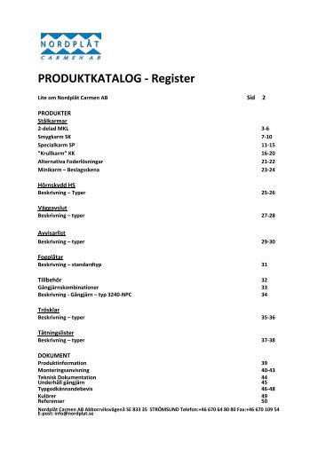 PRODUKTKATALOG - Register