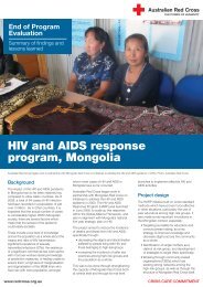 HIV and AIDS response program, Mongolia - Australian Red Cross