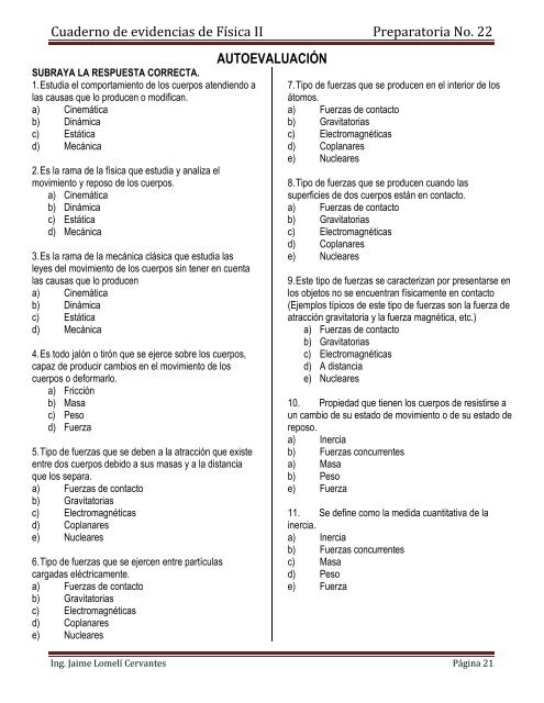 Cuaderno de evidencias de FÃ­sica II Preparatoria No. 22