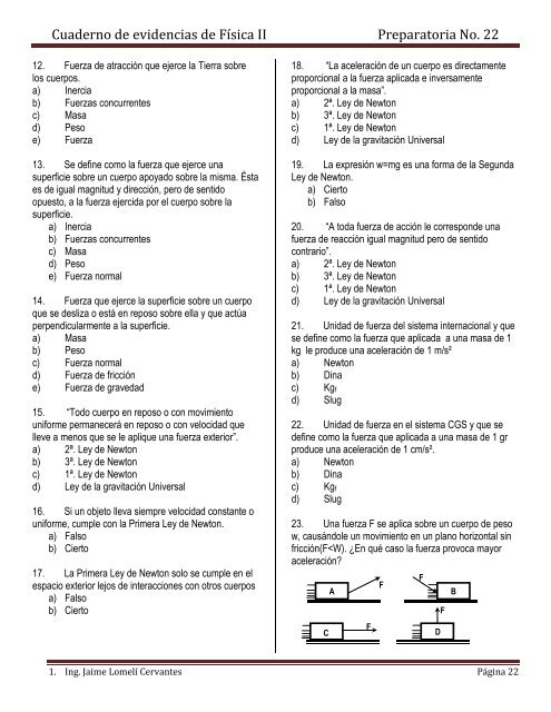 Cuaderno de evidencias de FÃ­sica II Preparatoria No. 22