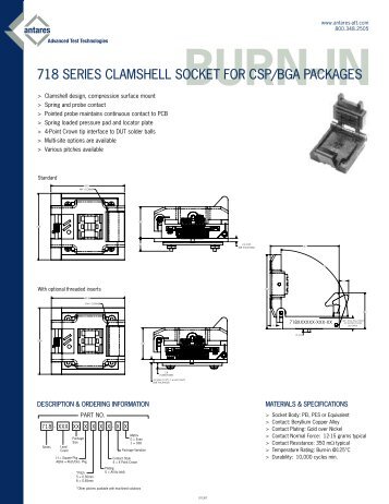 718 SERIES CLAMSHELL SOCKET FOR CSP/BGA PACKAGES