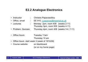 E2.2 Analogue Electronics - EEE-CAS Home - Imperial College ...