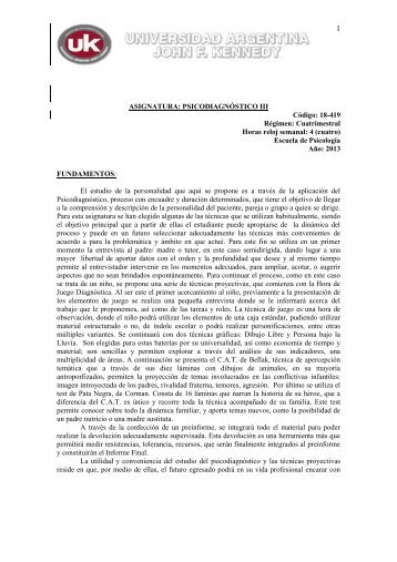 Unidad I :PsicodiagnÃ³stico-ProyecciÃ³n y contexto ... - Universidad