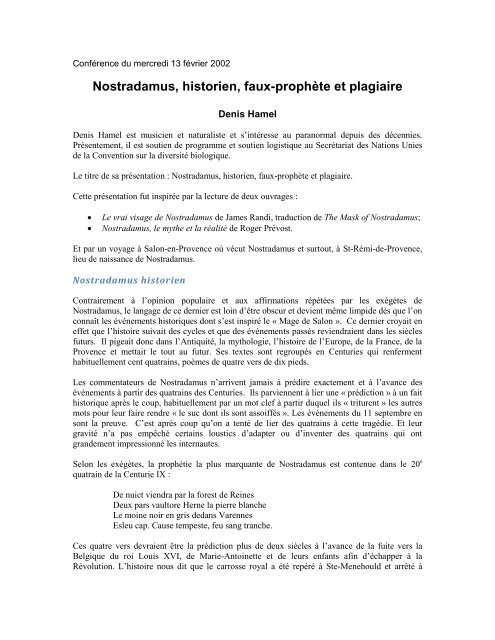 Nostradamus, historien, faux-prophÃ¨te et plagiaire - Les Sceptiques ...