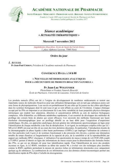 SÃ©ance acadÃ©mique - AcadÃ©mie Nationale de Pharmacie
