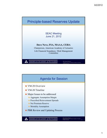Update on Principle Based Reserving - Actuary.com