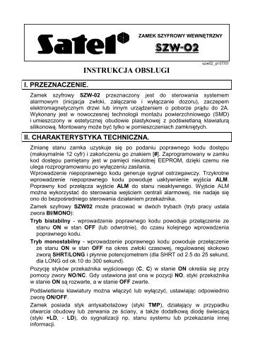 SZW-02 v1.0 instrukcja ogÃ³lna - Satel