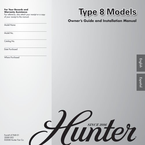Type 8 Models - Hunter Fan Company