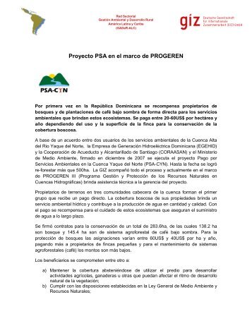 Proyecto PSA en el marco de PROGEREN - PDRS