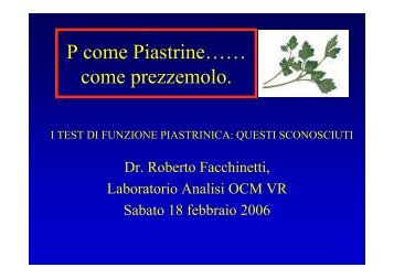 I test di funzione piastrinica - Cuorediverona.it