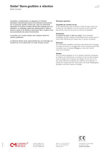 Dolder® Barre-gouttière à rétention - Cendres & Métaux SA