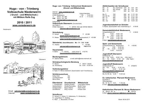 Hugo - von - Trimberg Volksschule Niederwerrn 2010 / 2011