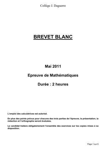 BREVET BLANC - CollÃ¨ge Jacques Daguerre