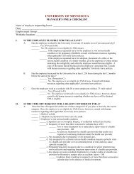 FMLA - Supervisor's checklist - University of Minnesota, Crookston