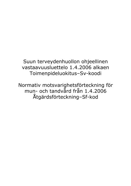Suun terveydenhuollon vastaavuusluettelo 2006 - Kunnat.net