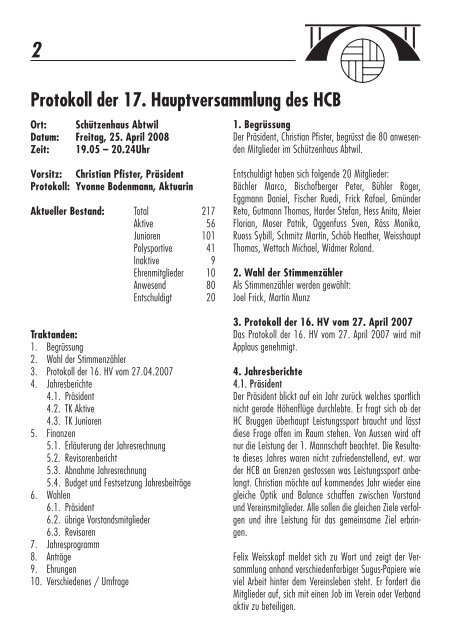 Handball Poscht Ausgabe 06/08 - HC Bruggen